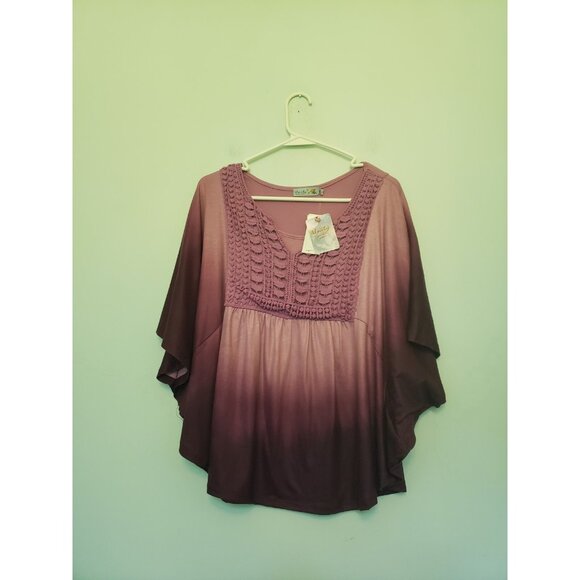 Unity Tops - Unity World Wear Womens M Blouse Pink Purple Ombre Amaranth Lace Girlcore NWT